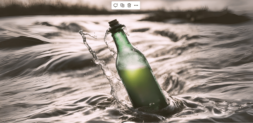 un mensaje en una botella atravesando el rio